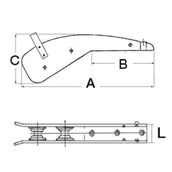 1852 Ankerrulle støbt AISI 316 stål med kædestop 5-10 kg ank
