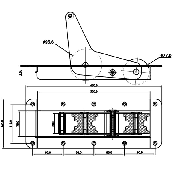 Ankerrulle 316 RF stål nedbygning op til 15 kg anker
