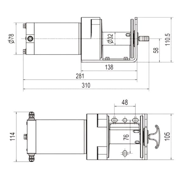 Rock RP2000 el-trailerspil 12 Vdc 1,9HK (1,4Kw) 907 kg