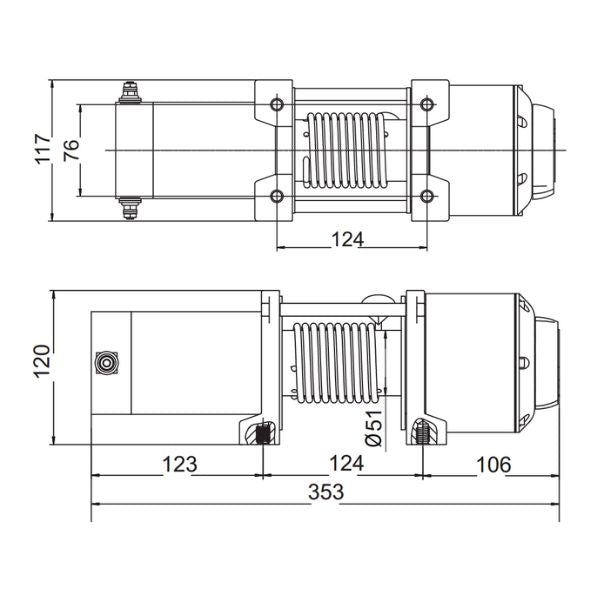 Rock RP3500 el-trailerspil 12 Vdc 3,1HK (2,3Kw) 1589kg m/tov