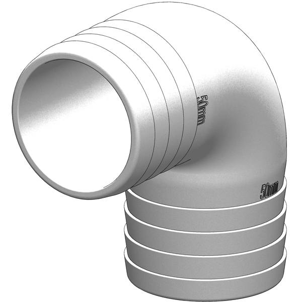 Trudesign 90º slangestuds plast, hvid