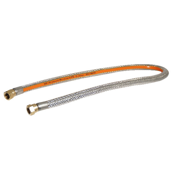 Gasslange med stål indlæg 0,8m, 1/4" omløber