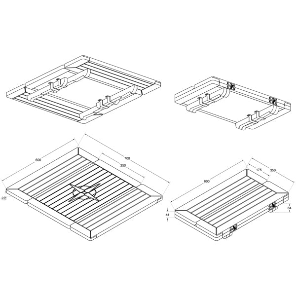 Foldbar teakbordplade L:60 x B:70/35cm