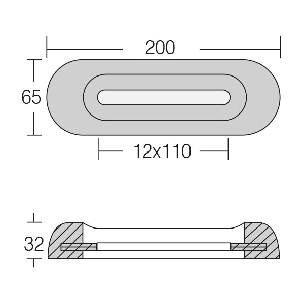 1852 Zink til Fairline 200x65x32mm 1,30kg