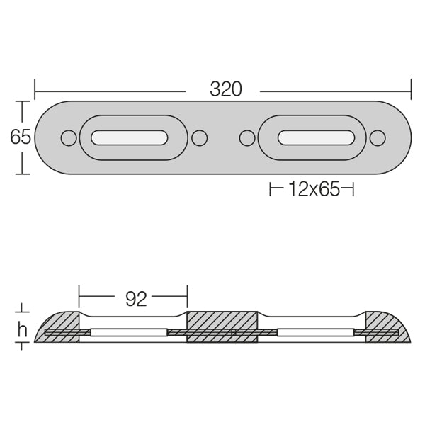 1852 Zink til Fairline 320x65x35mm 2.20kg