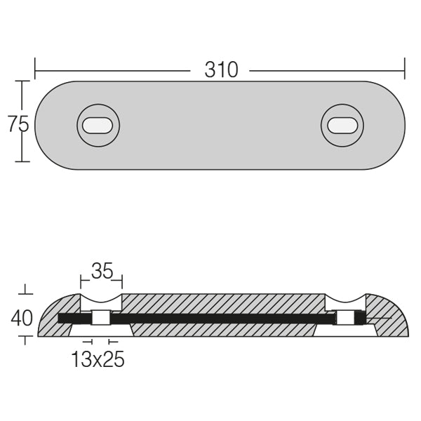 1852 Zink til Fairline 310x75x40mm 4,00kg