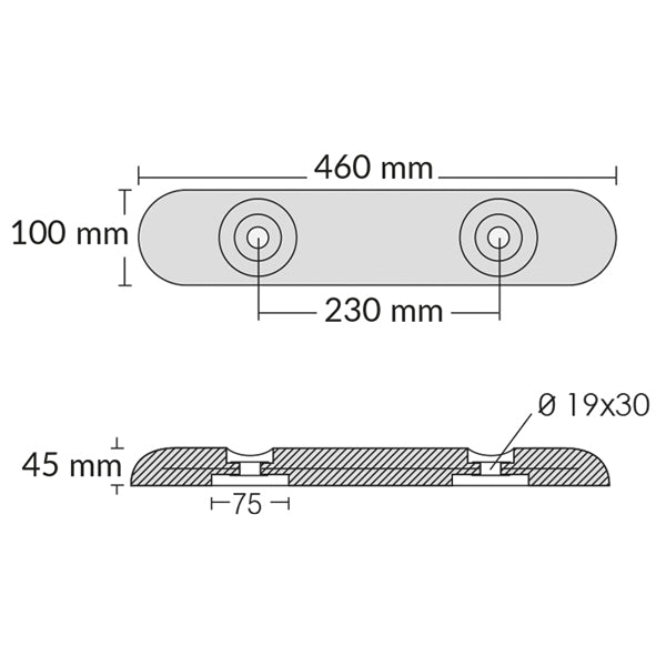 1852 Zink til Fairline 460x100x45mm 10,80kg