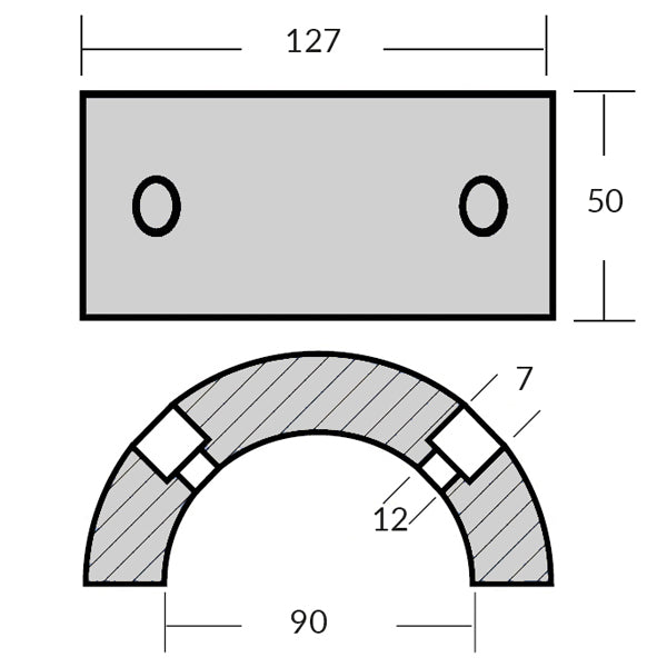 1852 Zink Gori ringanode, 3 bl. 28"-30" Ø90mm