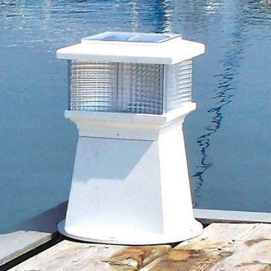 Dock Edge stolpebrolys LED m/solcelle, hvid lys H-25cm Ø17cm