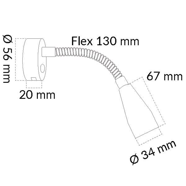 Casolux Mary Flex væglampe flex mini alu. sort 3000K 10-30v
