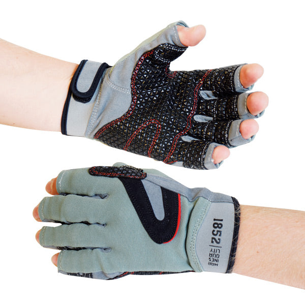 1852 Sejlerhandsker uden Fingre med Silikonegreb Grå | Maksimalt Greb & Komfort