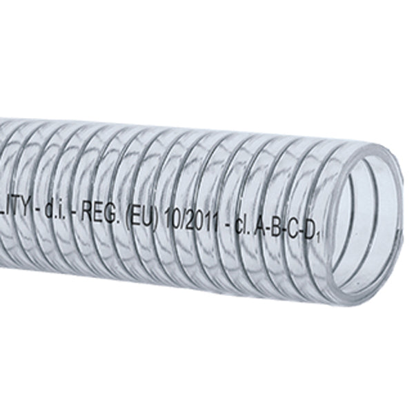 Klar slange med stålspiral food quality 12mm, rulle
