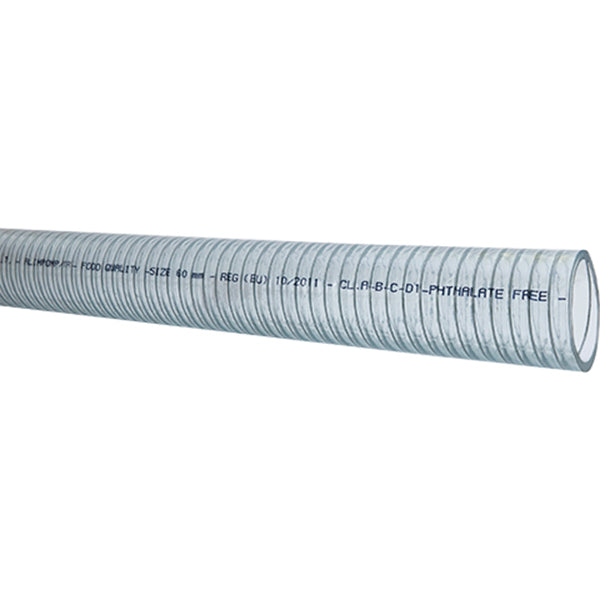 Klar slange med stålspiral food quality 19mm, rulle