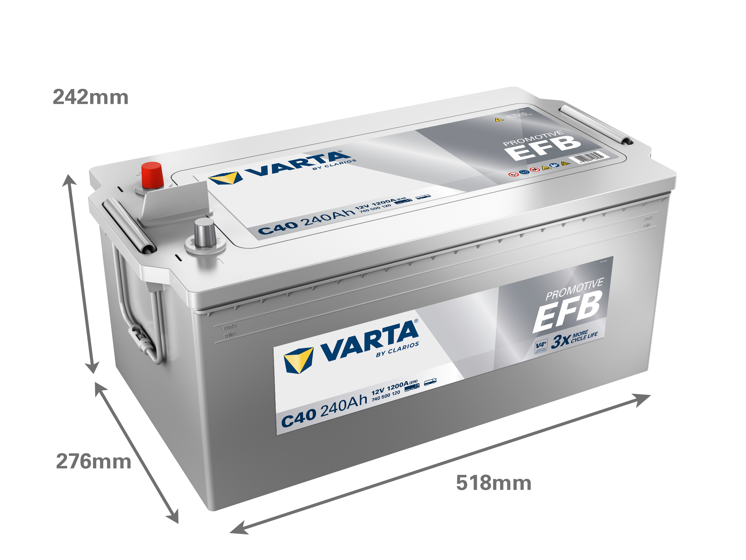VARTA ProMotive EFB batteri 12V 240Ah C40