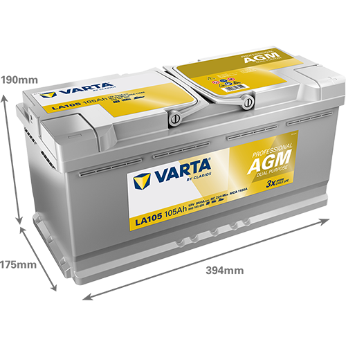 VARTA Professional Dual Purpose AGM batteri 12V 105Ah LA105