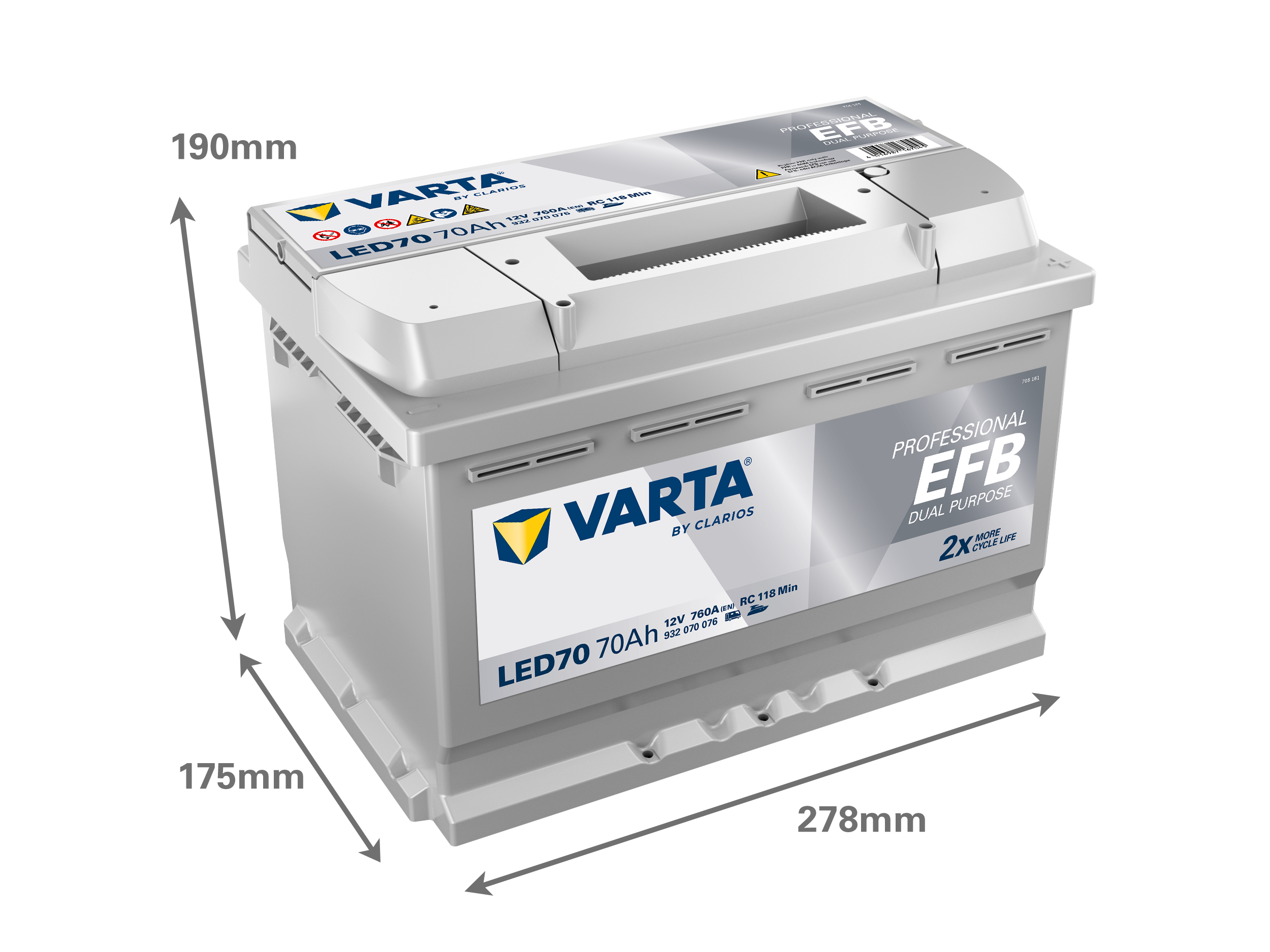VARTA Professional Dual Purpose EFB batteri 12V 70Ah LED70
