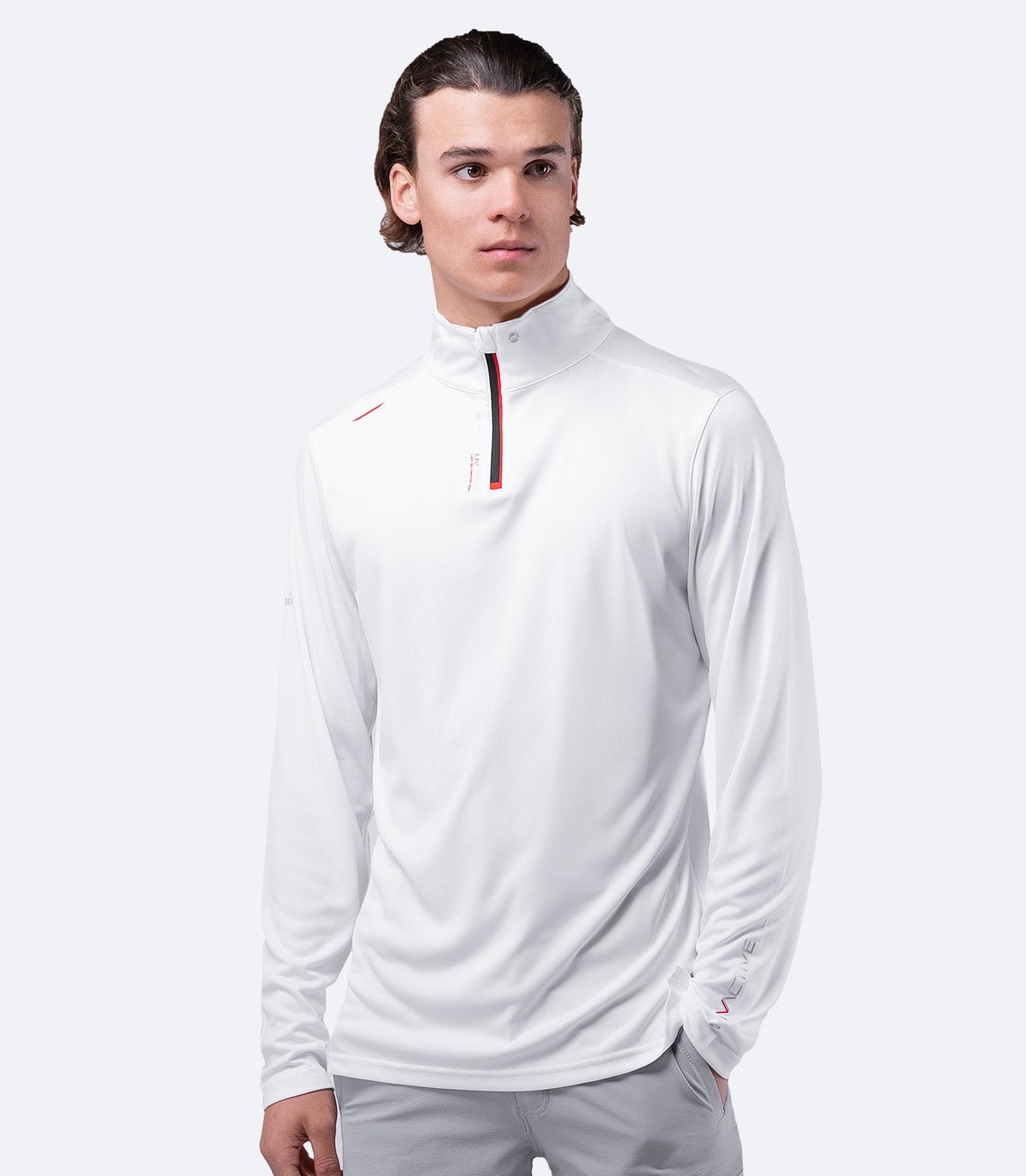 Mens UVActive High Collar 1/4 Zip Top - White