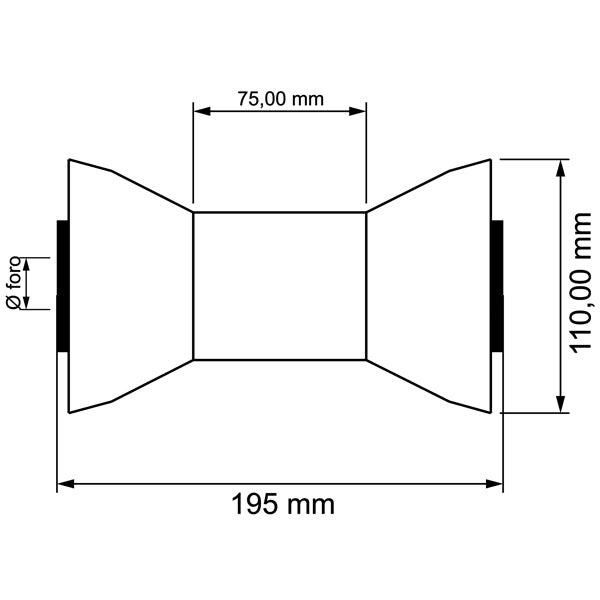 Kølrulle blå 195x110mm hul ø21mm