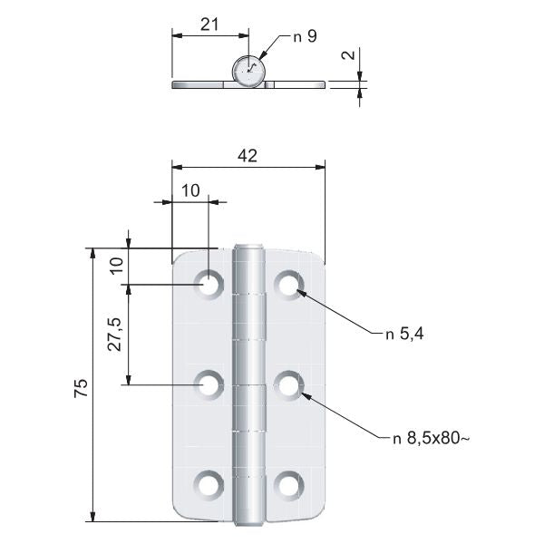 Roca hængsel RF 316 42x75mm