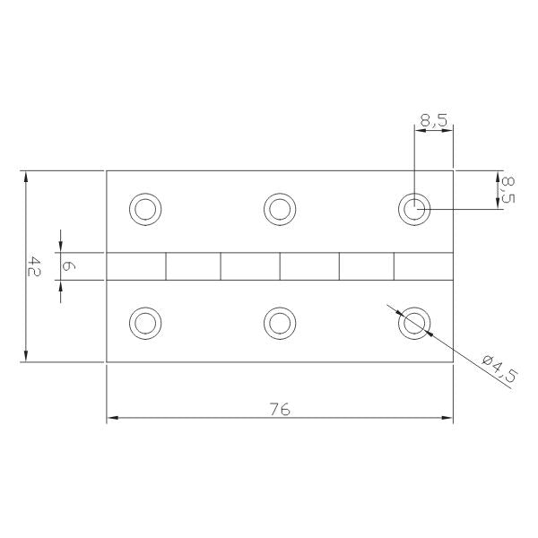 Bladhængsel 3" 42 x 76 x 2mm