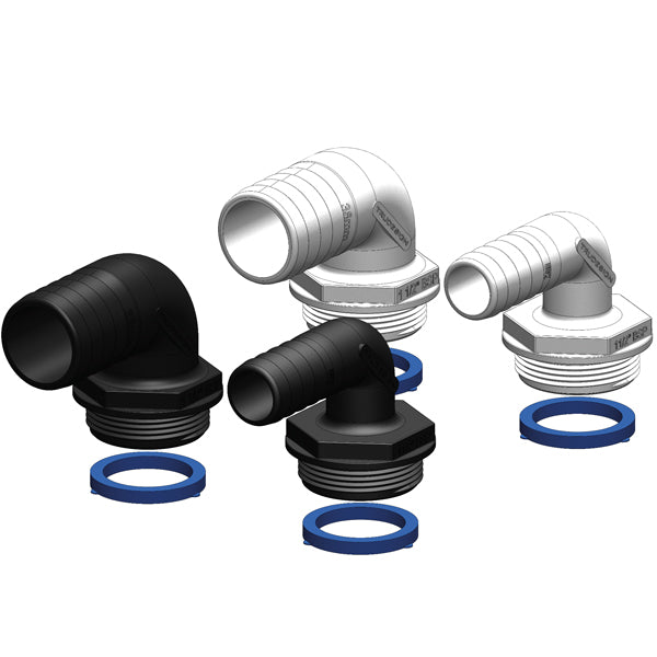 Trudesign Aquavalve slangestuds hvid 90° 1 1/2