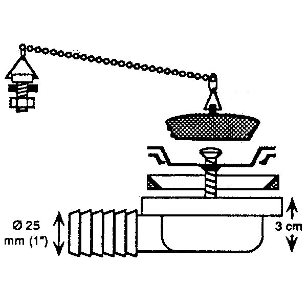 Afløbsstuds vinkel 1" hul Ø70mm