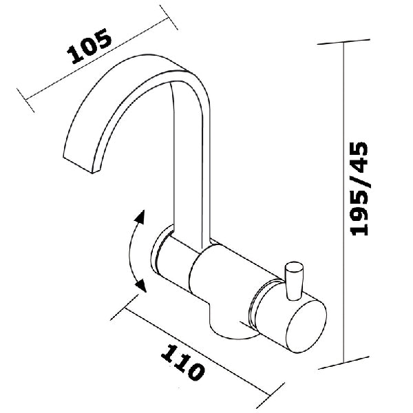 Vandhane "slim" med mixer kold/varm