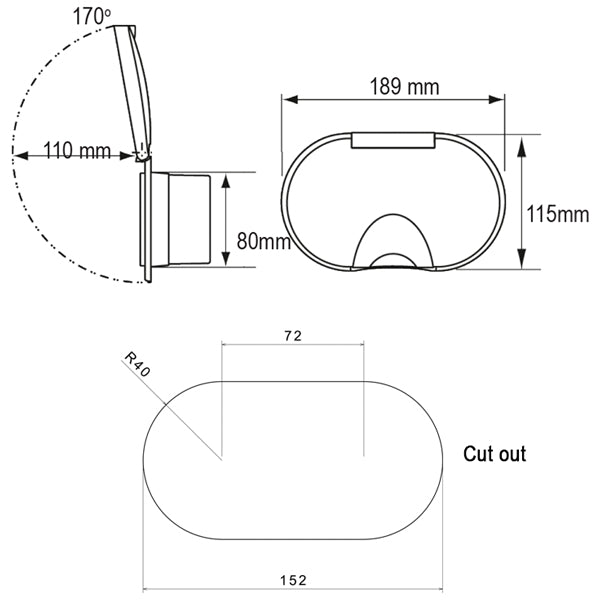 NuovaR Cockpit blandingsbatteri m/låg, bruser 3m slange hvid