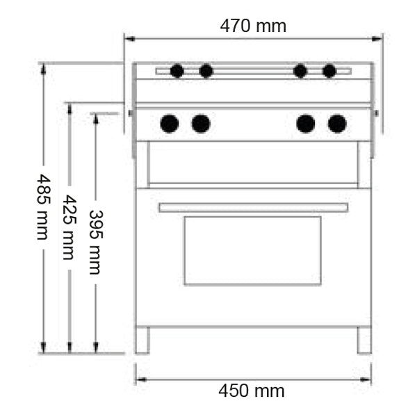 Pacific 4500 gaskomfur med ovn, 2 blus og EL-tænding