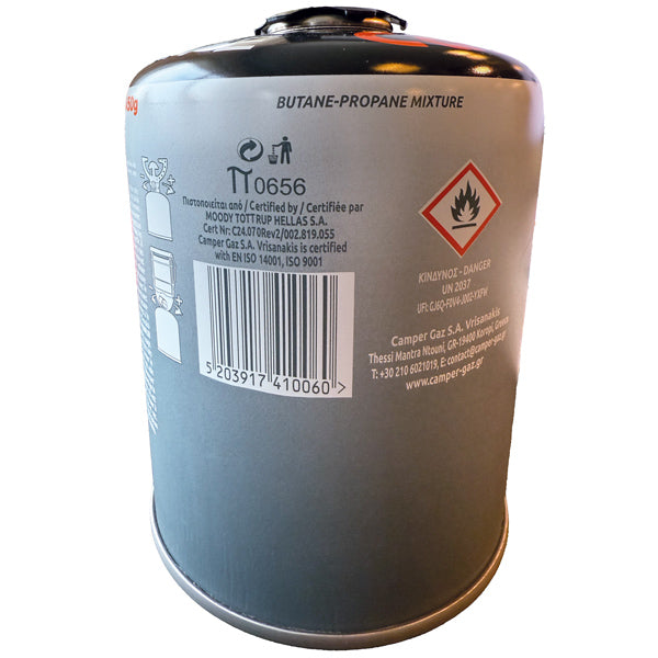 Camper Gas 450 gr. ventil 7/16 NS EN 417