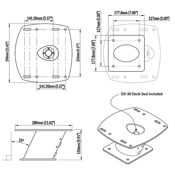 ScanStrut PowerTower til radar, hvid 150mm/6"