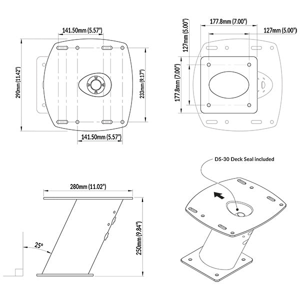 ScanStrut PowerTower til radar, sort 250mm/10"