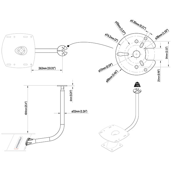 ScanStrut PowerTower stang med Lanterne holder
