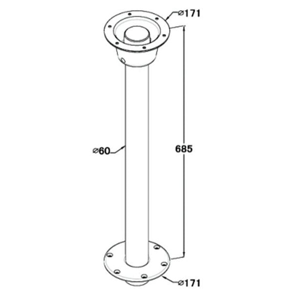 ESM bordsøjle flytbar h-685mm, nedbygningsbase ø18cm