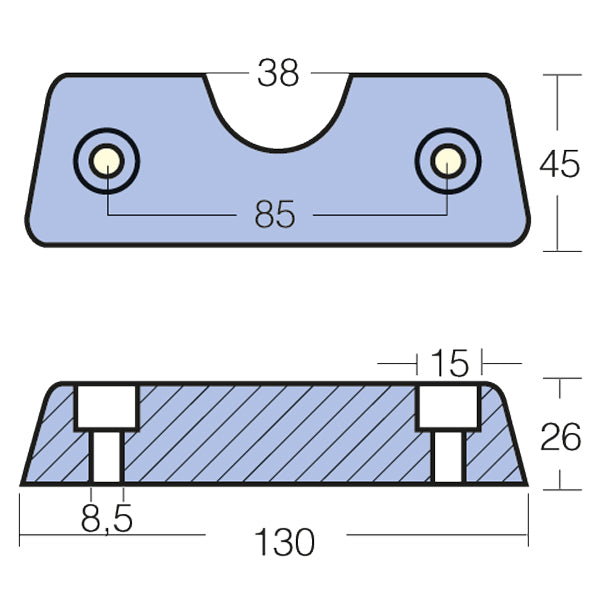 Tecnoseal zinkanode volvo dpx 130x45mm (872139)