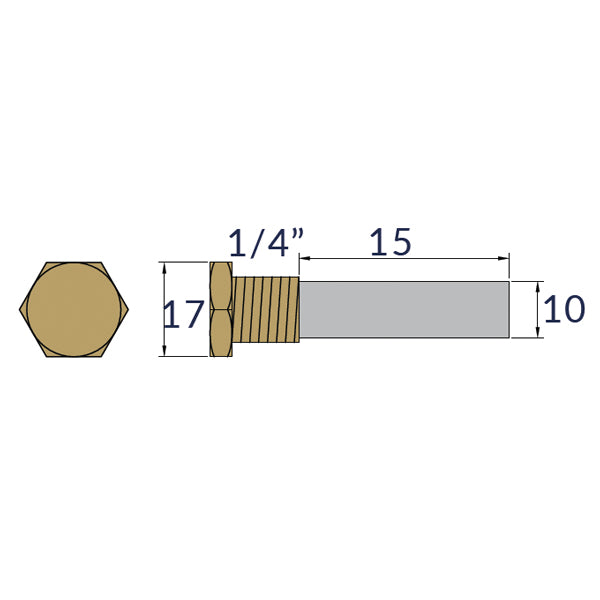 Tecnoseal Martec anode komplet 1/4" L:15mm