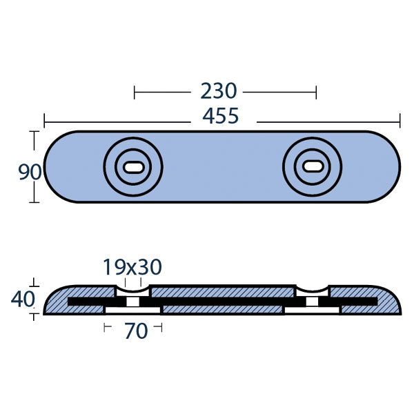 Tecnoseal zink plade fairline 455x90x40mm 7.00kg