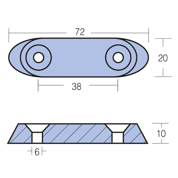 Tecnoseal Zinkanode suzuki/johnson/evinrude 2,4,6 & 8hk