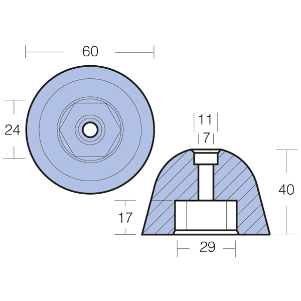 Tecnoseal Zinkanode vetus bovpropel serie Ø60