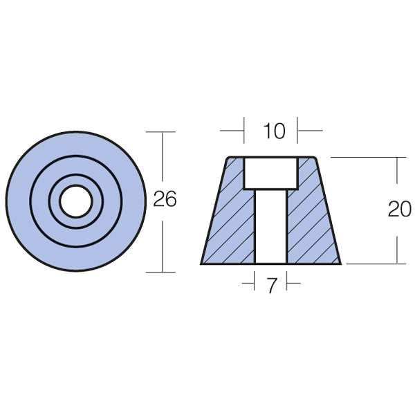 Tecnoseal Zinkanode sidepower (61180) ældre 4 & 6hk 3-blad