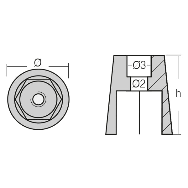 1852 Zink til sekskantet aksel møtrik