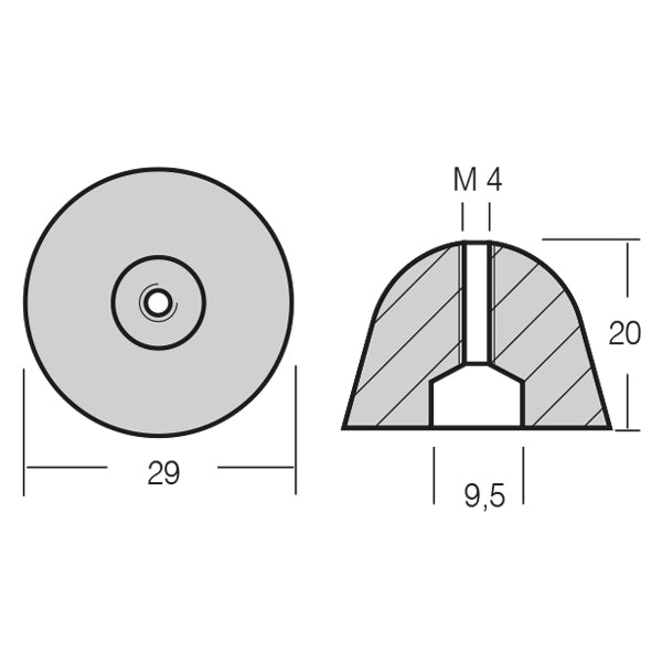 1852 Zinkanode QL 600 bovpropel