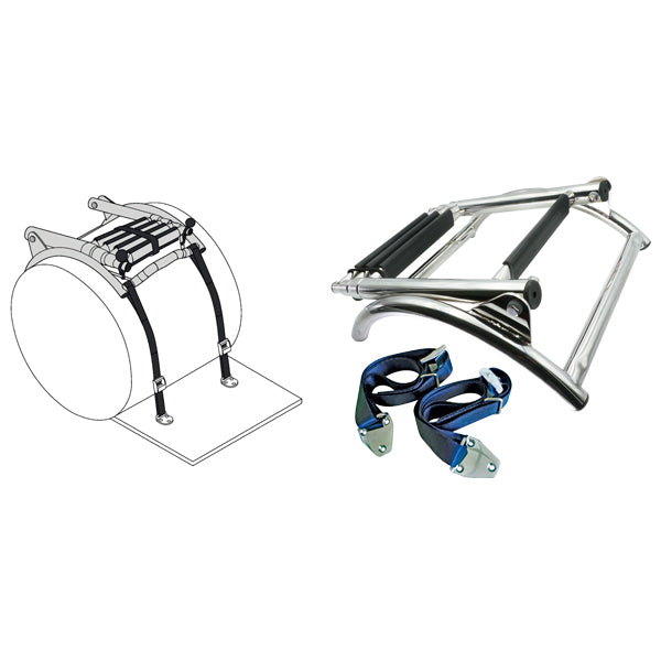 Badestige til gummibåd med 4 teleskop trin l-119/40cm b-29cm