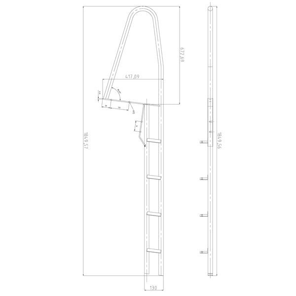 Brostige 4 trin RF 304 længde 190cm bredde 49cm