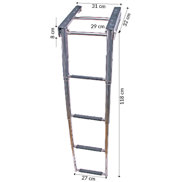 Badestige teleskop i kassette til platform 4 trin b-310mm