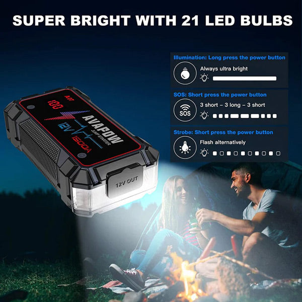 Avapow A9 jump starter 12V, peak 1500Amp