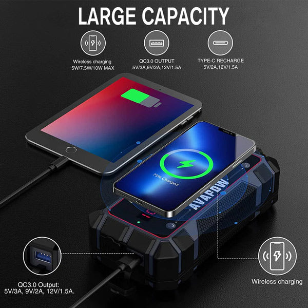 Avapow A9 Plus jump starter 12V, 2000Amp leveres med taske