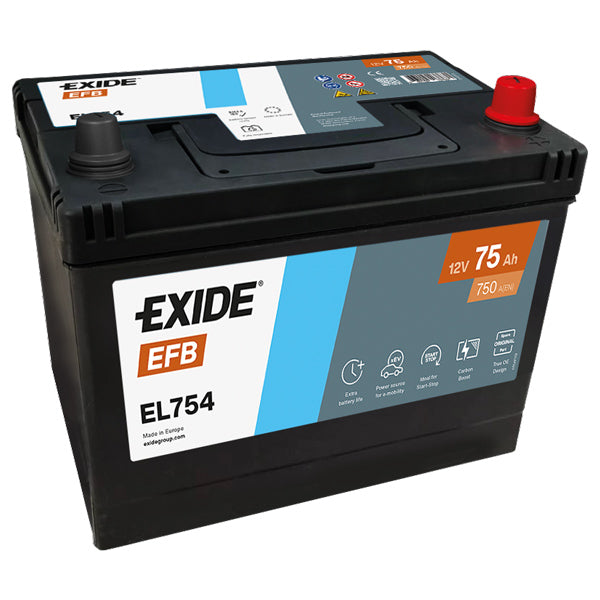 Exide Batteri 75ah Dual EFB, modsat polstilling