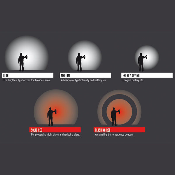 Coast lygte EAL12 hvid og rød lys 168 lumen ex. 4xAA batteri