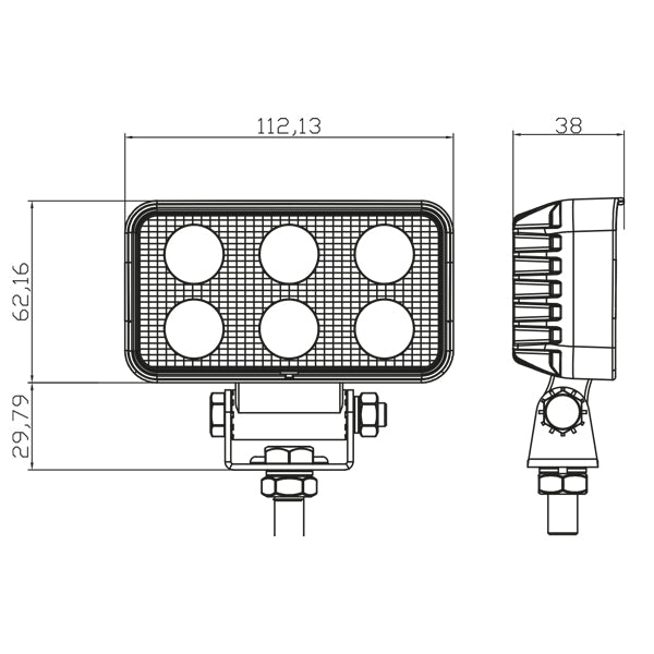 1852 dækslys 10-30Vdc, 9W Osram LED, Spot 753lm, 112x62x38mm